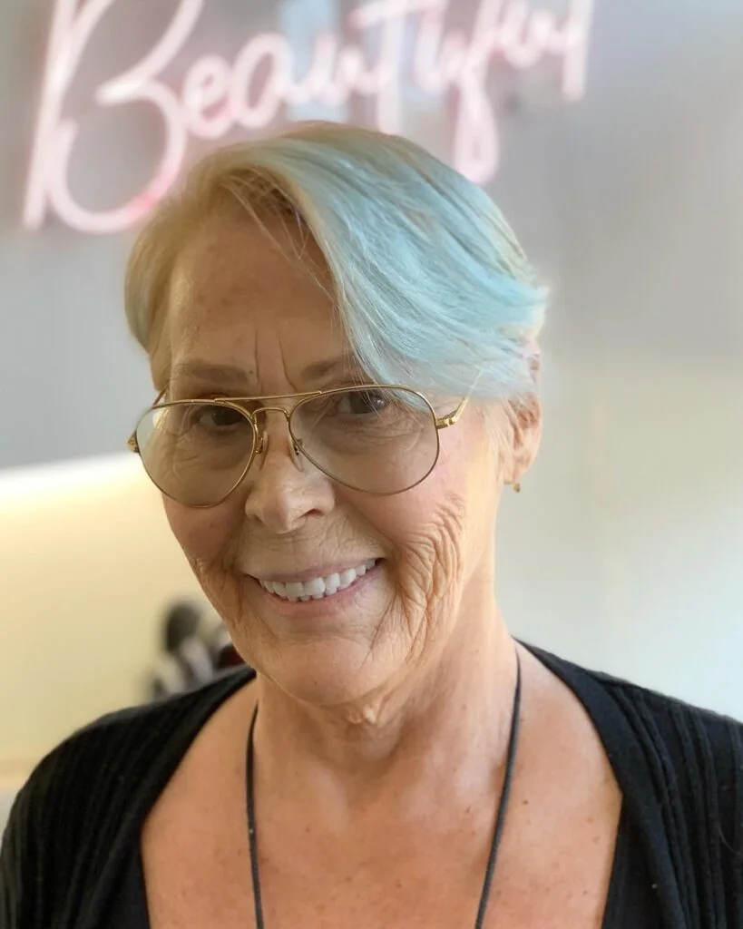 Pastel Pixie With Long Side Swept Fringe.