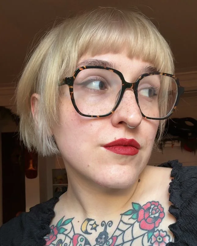 Photo showing blonde Bob With Micro Bangs, with the hairstyle clearly visible.