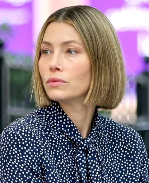 Photo showing sleek Rounded Brunette Chin Bob, with the hairstyle clearly visible.