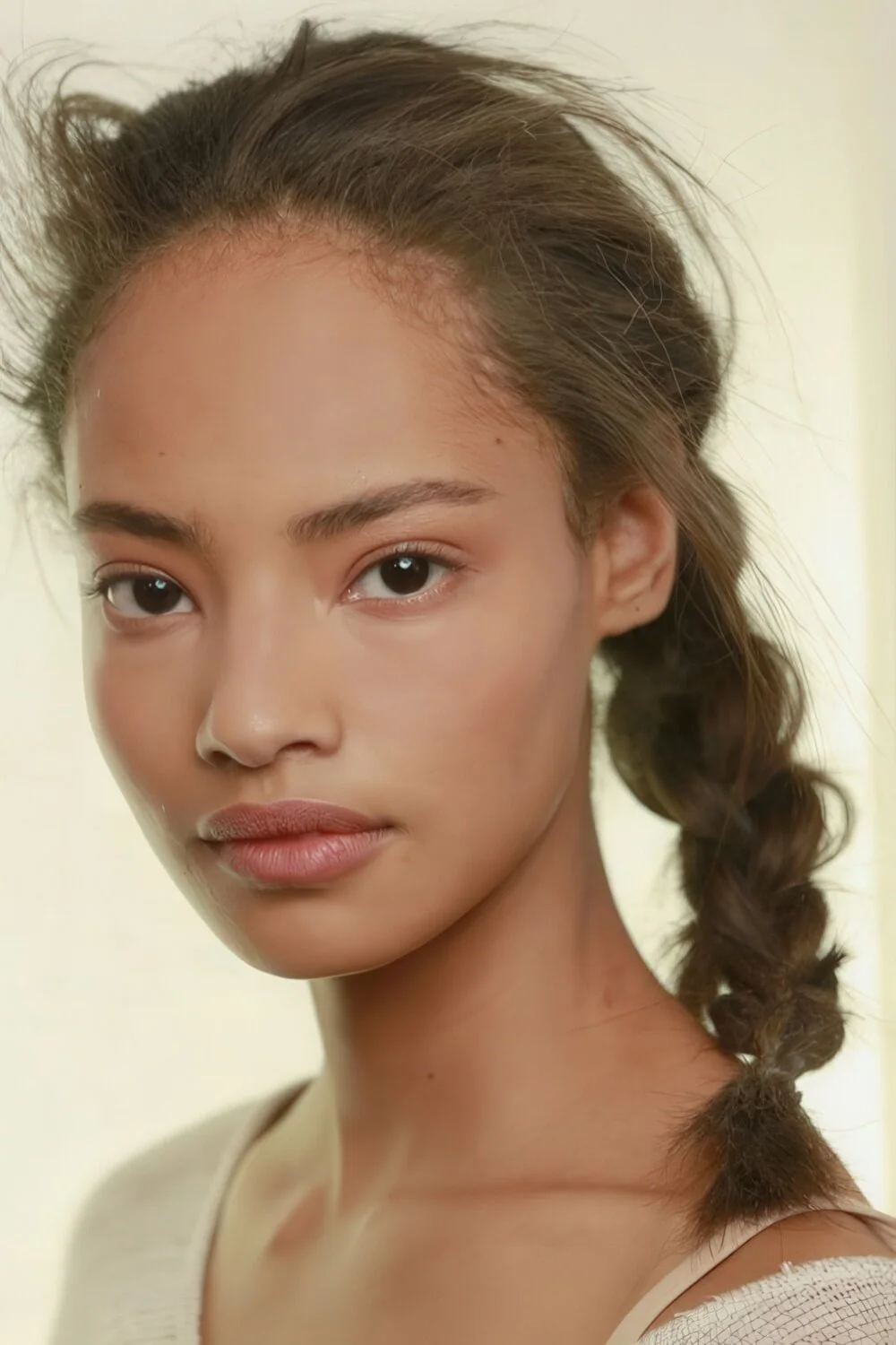Photo showing loose brunette side braid, with the hairstyle clearly visible.