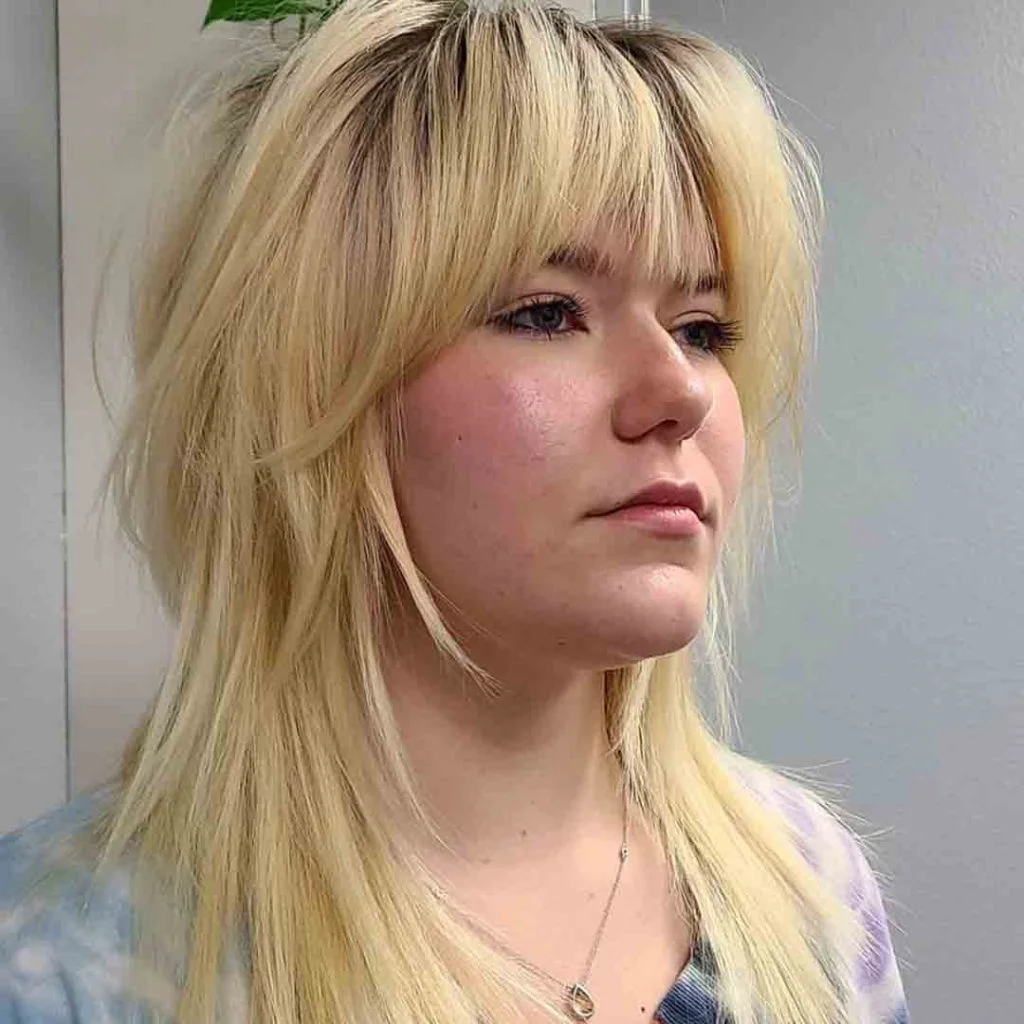 chest straight golden layers with curtain fringe shown as a bangs for round face idea
