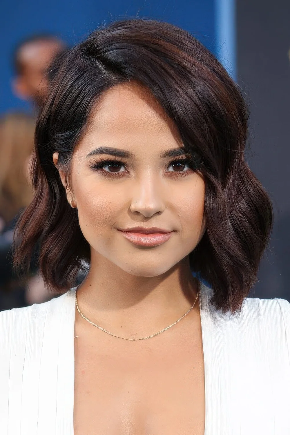 Chocolate brown wavy baroque bob like this one.