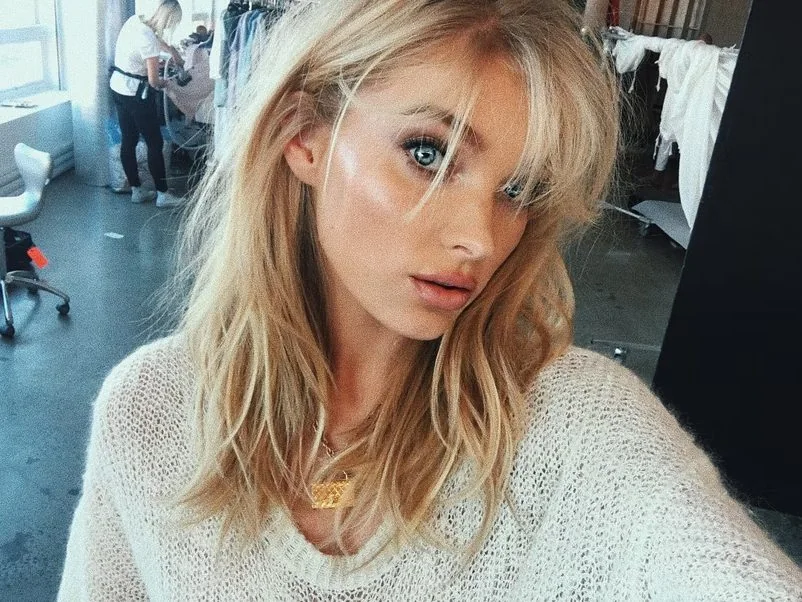 Swedish model Elsa Hosk paired her new bangs with a smoky eye and a highlighted cheekbone.