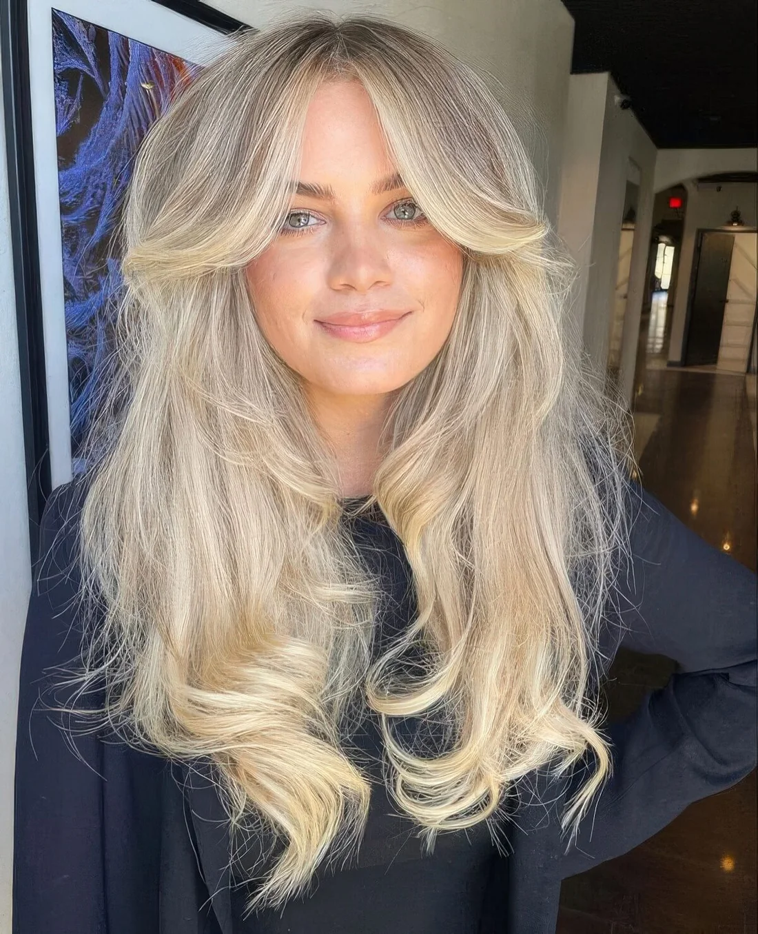 Photo showing long butterfly haircut, with the hairstyle clearly visible.