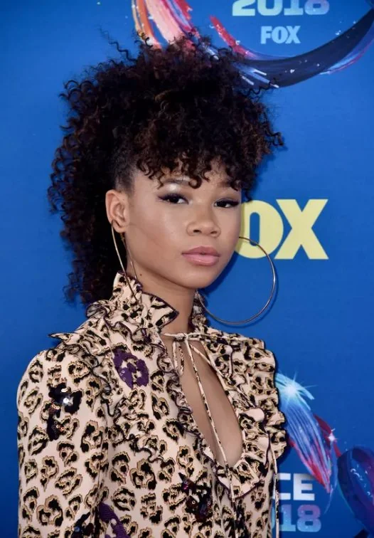 Photo showing storm Reid's curly faux hawk, with the hairstyle clearly visible.