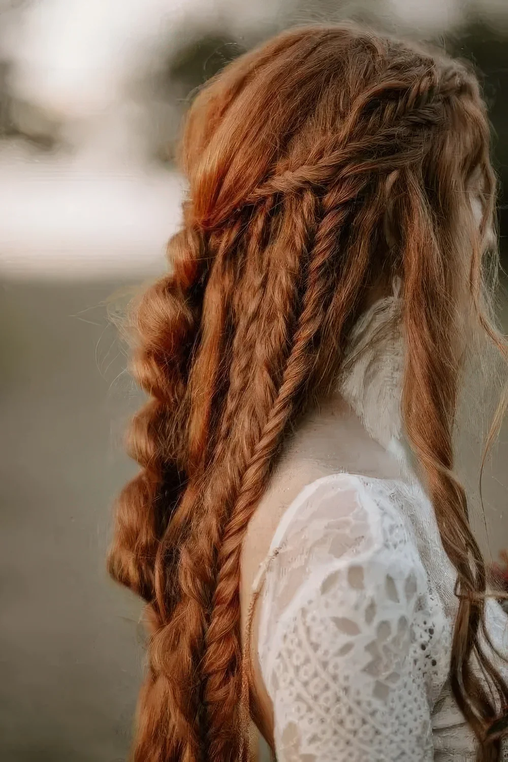 Photo showing ginger wedding hairstyle, with the hairstyle clearly visible.