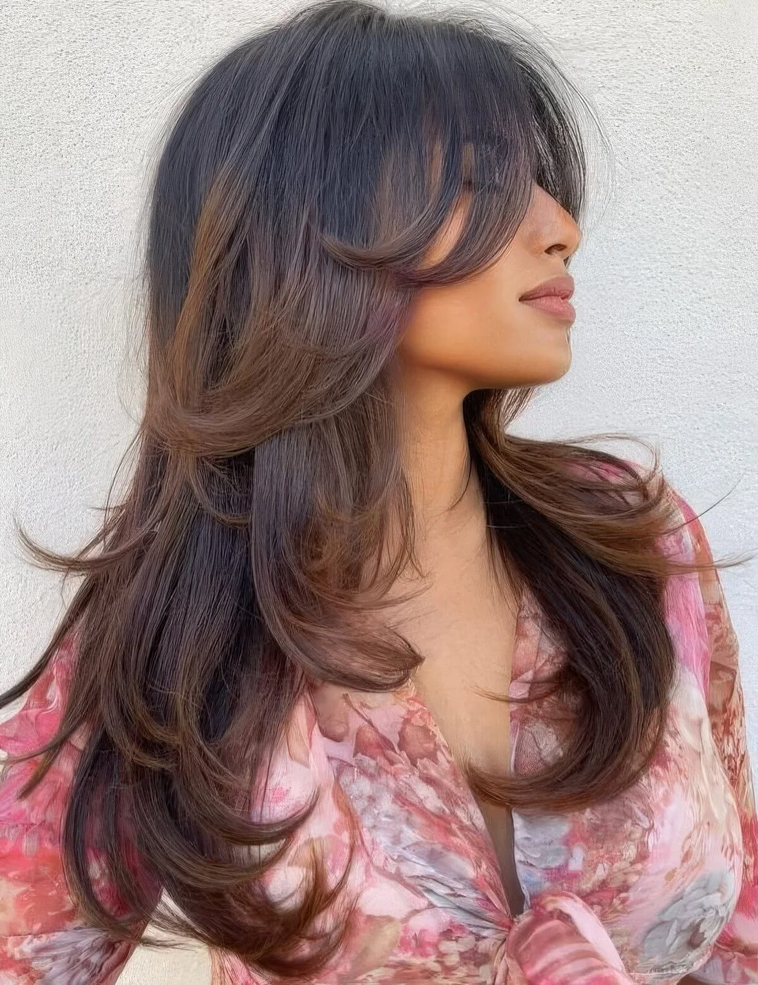 Long Hairstyle with Bottleneck Bangs - Alternate View.