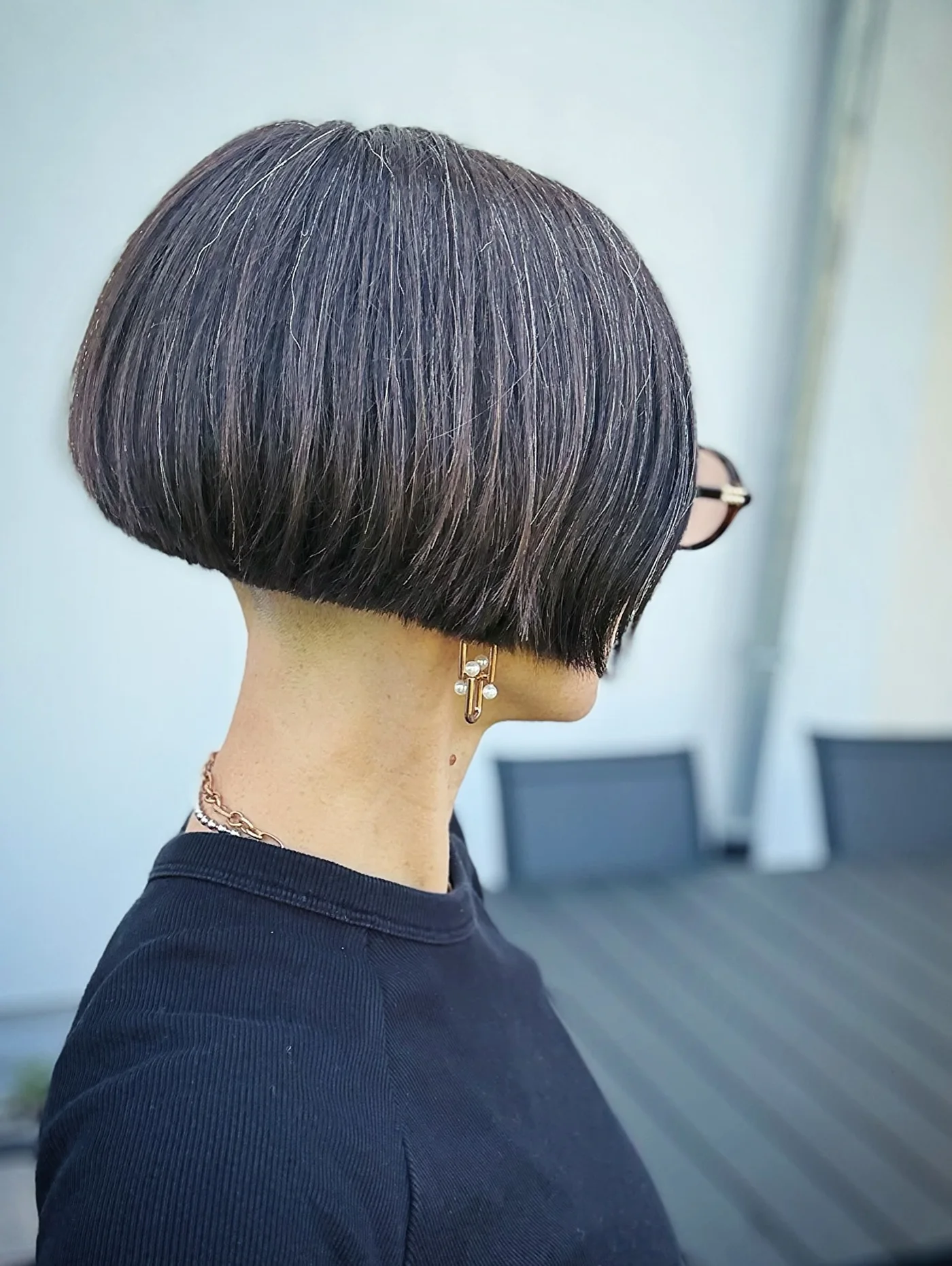 neck straight chestnut bob shown as a choppy bob hairstyles for fine hair idea, featuring neck outline