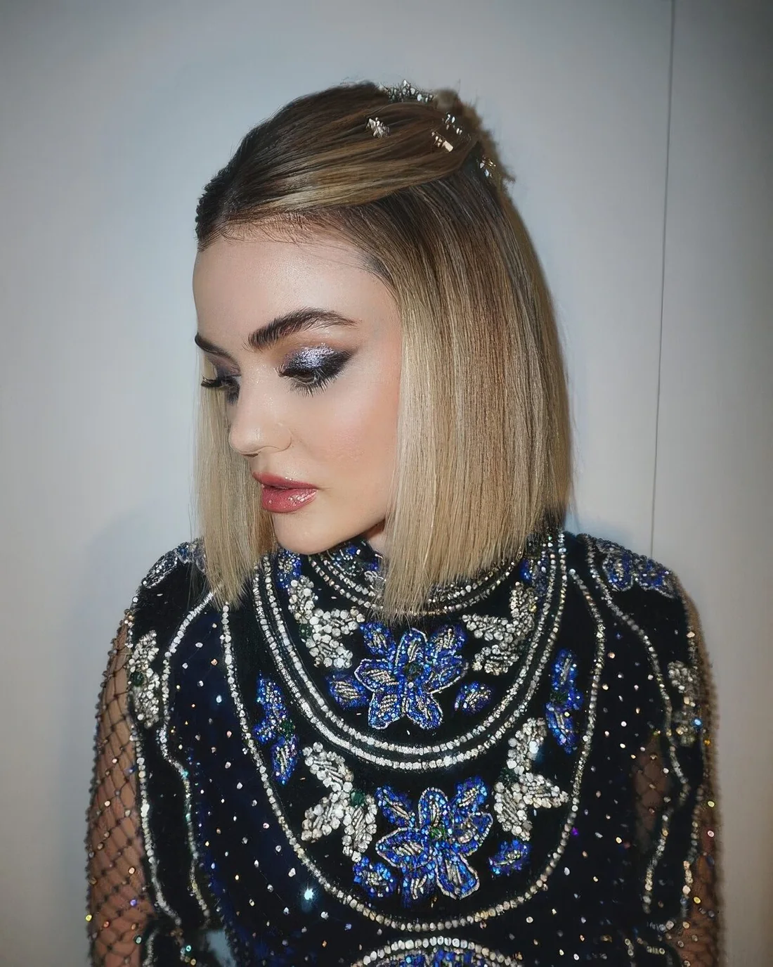 Photo showing long bob hairstyle, with the hairstyle clearly visible.