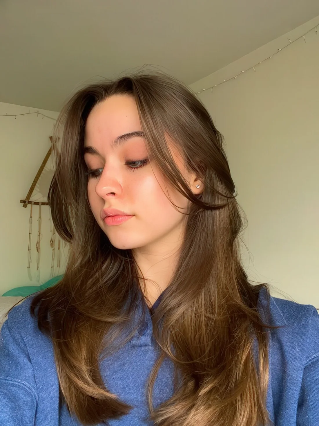 Photo showing long layered haircute that, with the hairstyle clearly visible.