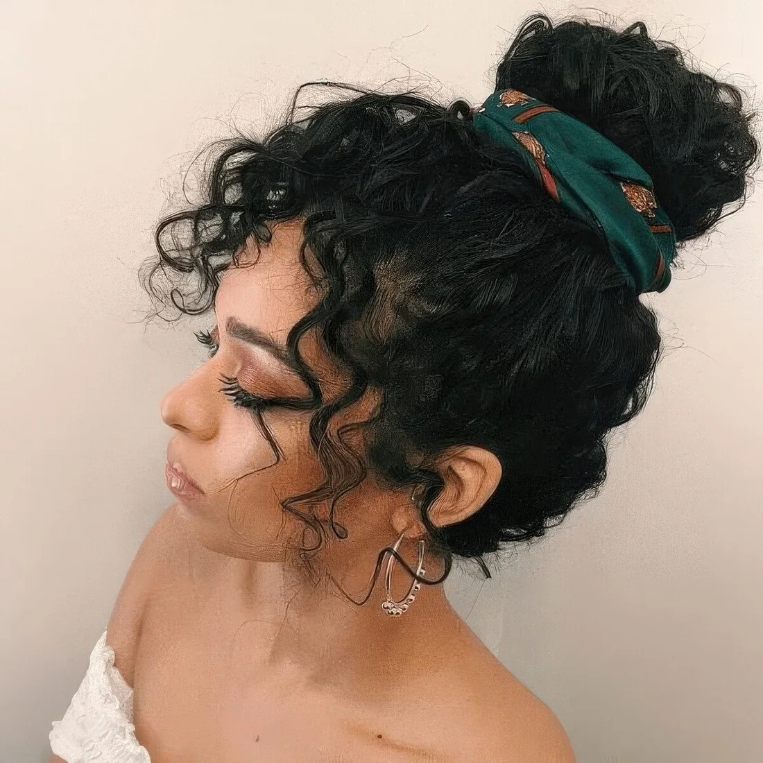 Scarf could be a perfect addition to any hairstyle.