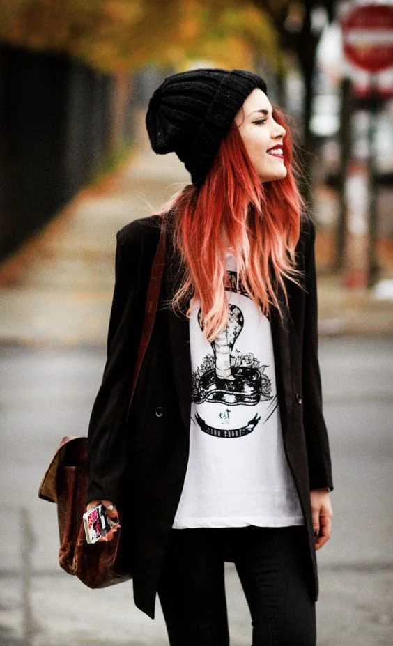 Photo showing red hair that make a statement, with the hairstyle clearly visible.