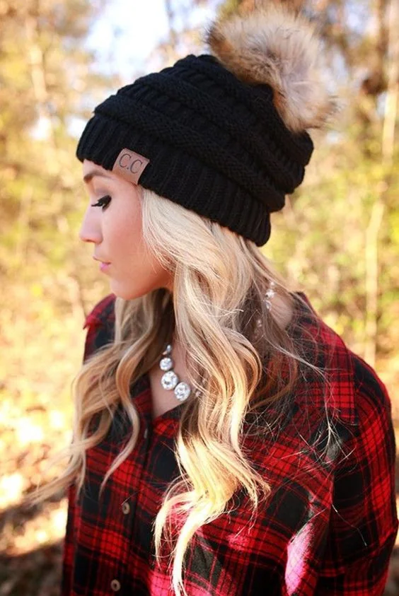 Natural waves look very feminine and chic, any beanie.