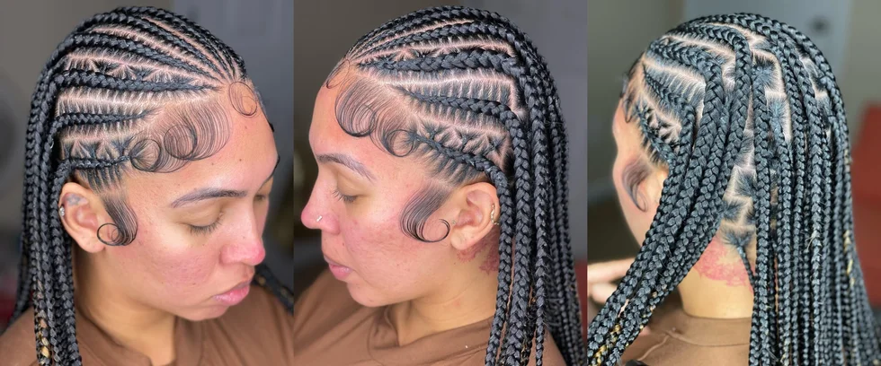 chest braids black knotless shown as a easy sidebraid hairstyles idea