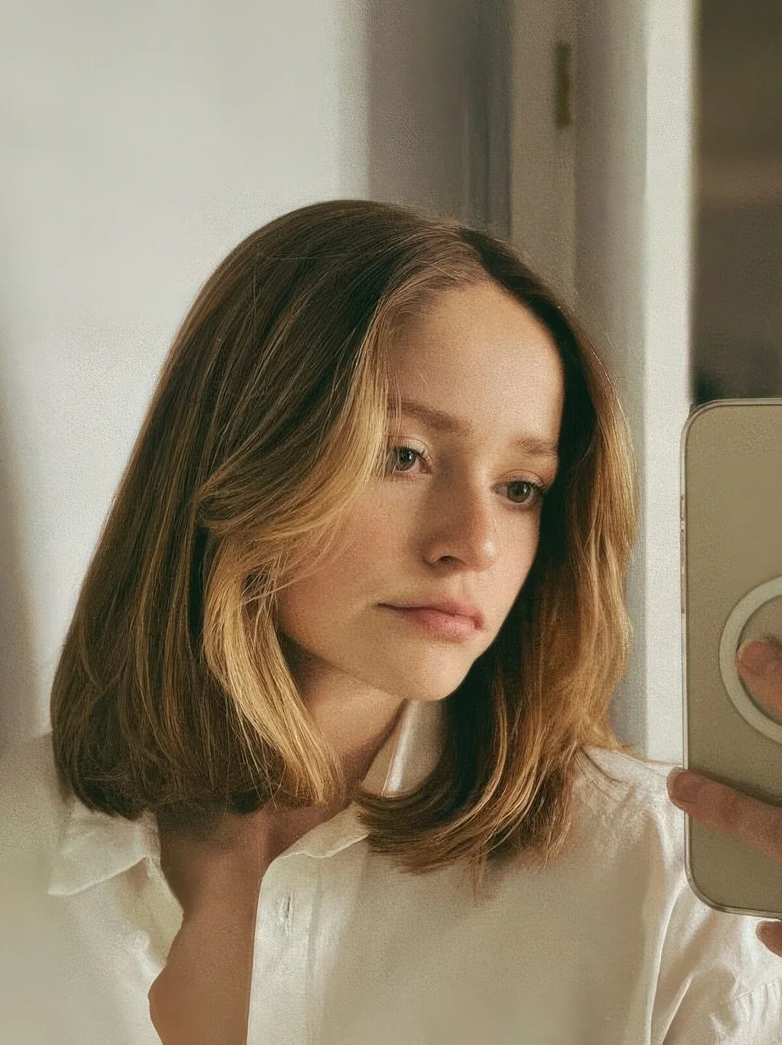 Photo showing long bob hairstyle, with the hairstyle clearly visible.