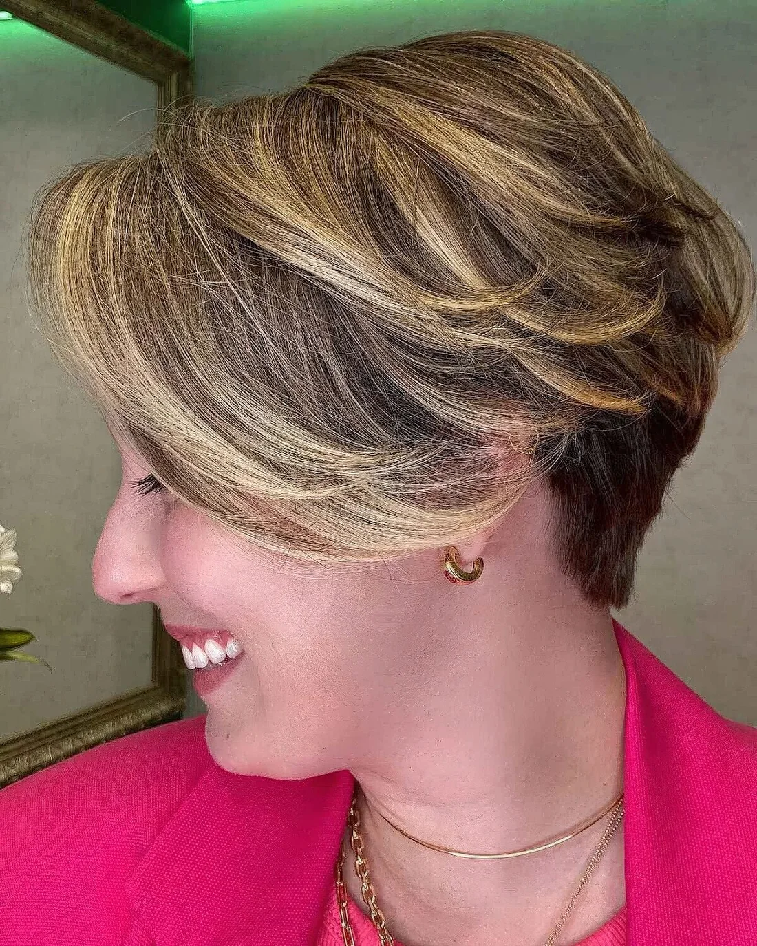 Photo showing pixie haircut, with the hairstyle clearly visible.