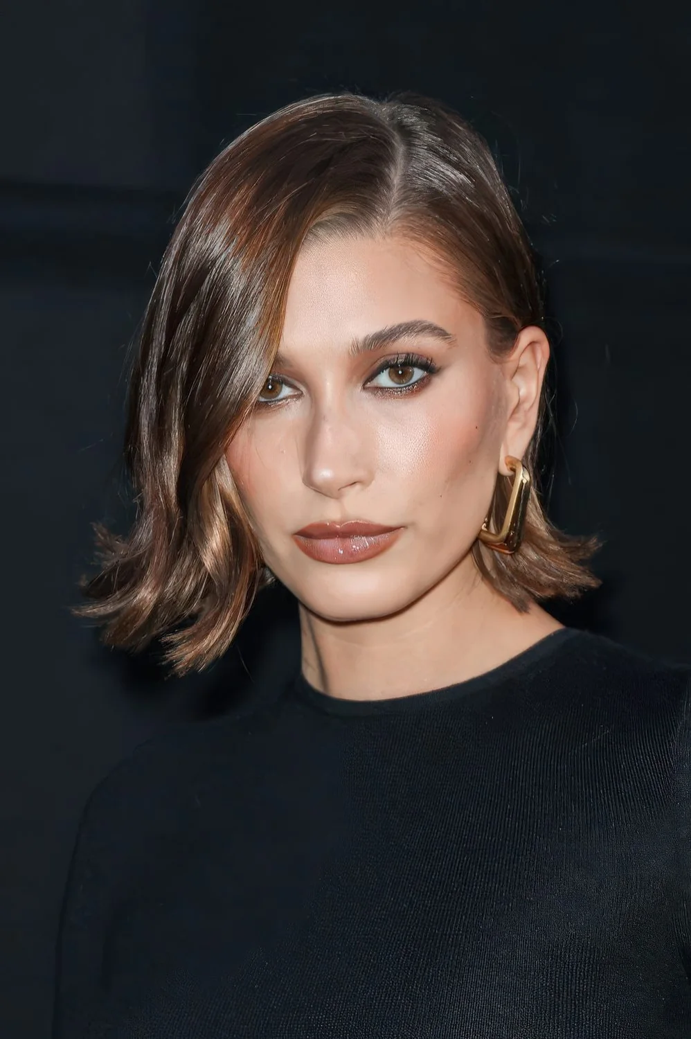 Photo showing hailey Bieber bob, with the hairstyle clearly visible.