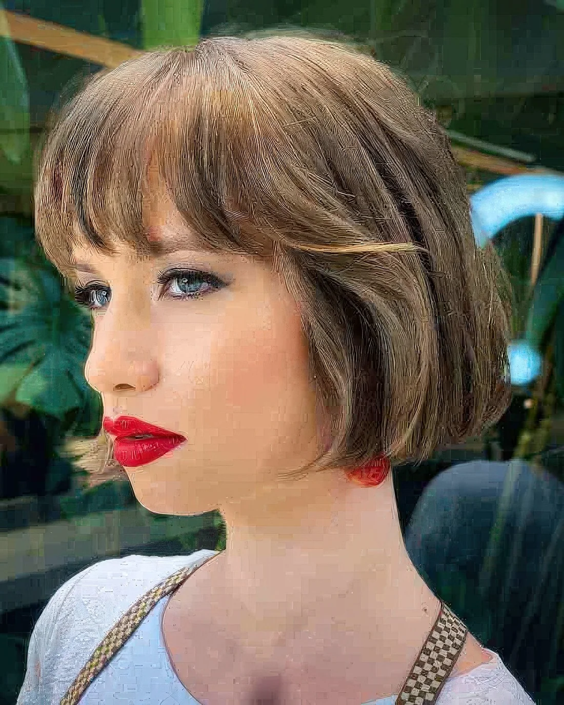 Jaw-length French bob with a fringe.