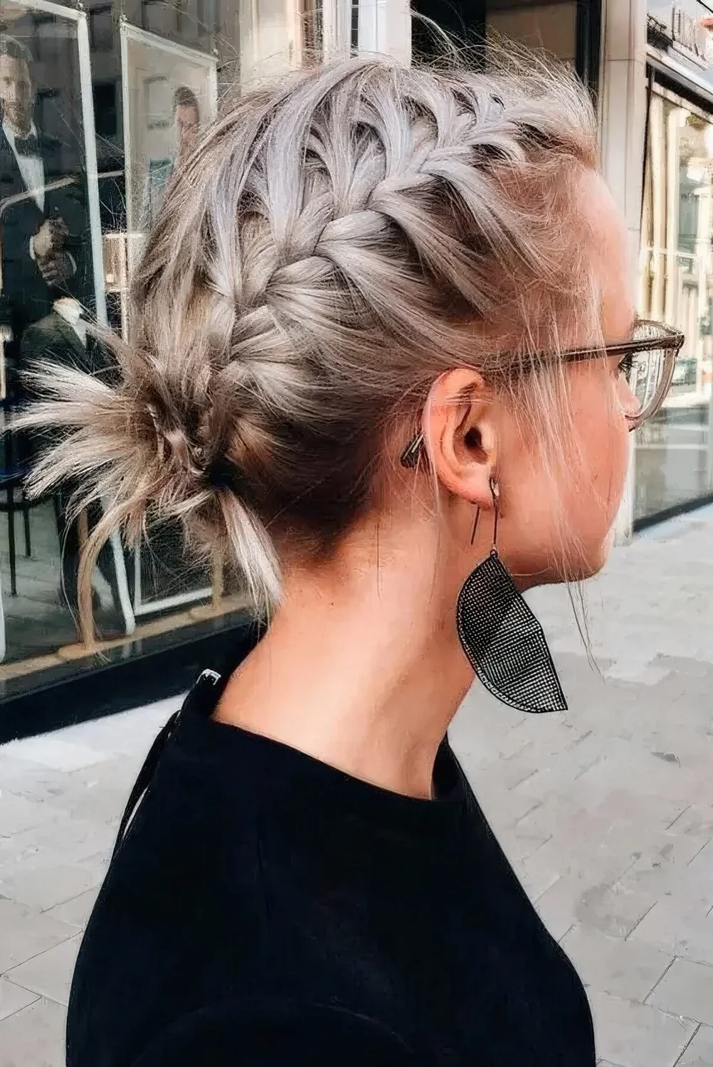 Updo with some twists left at the ends.
