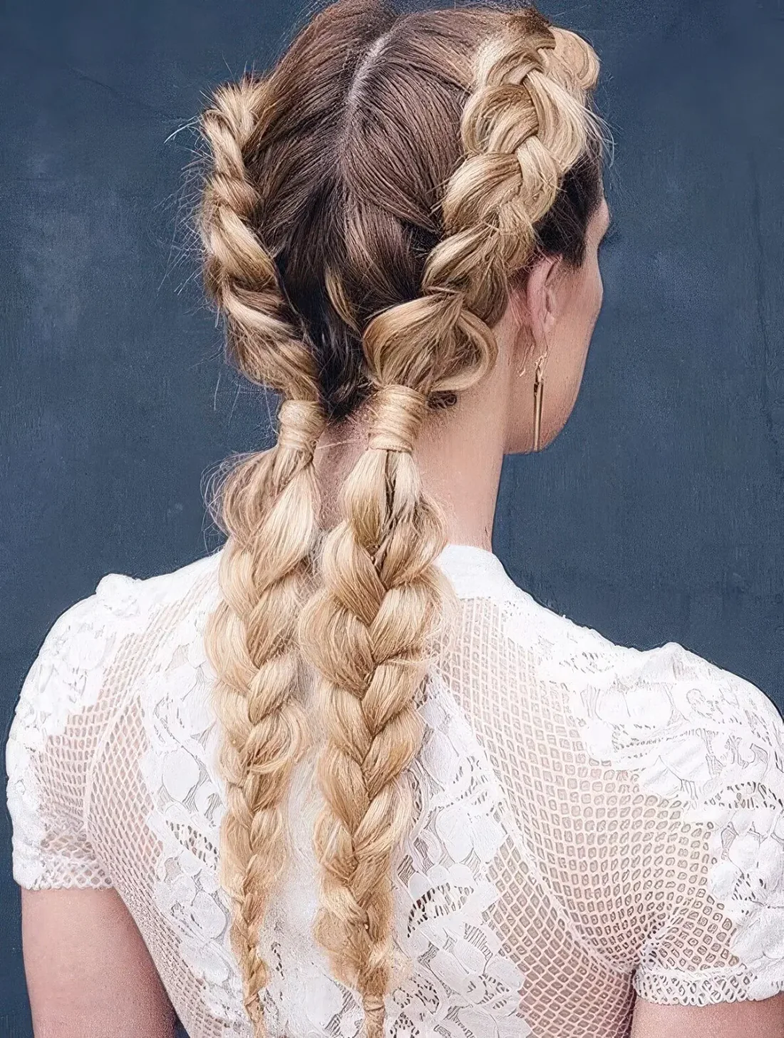 Long hairstyle with a bubble element are a super cool and creative hairstyle for long hair.