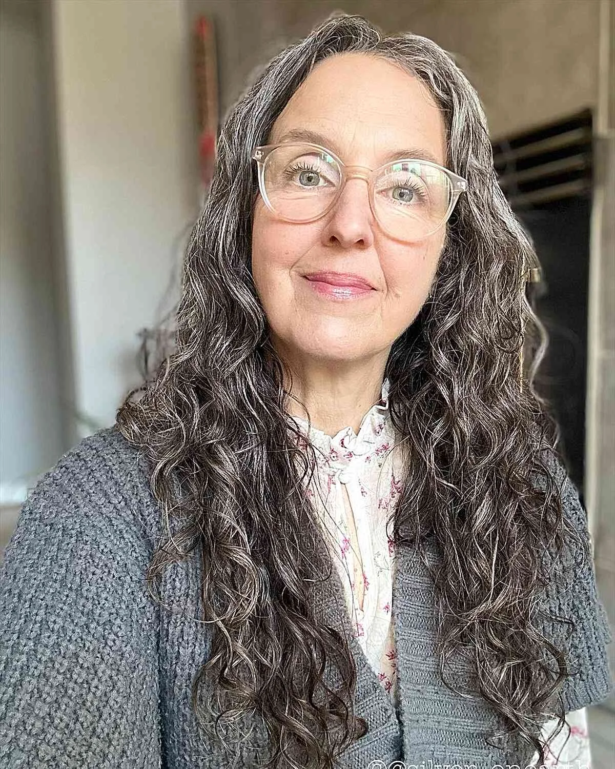 chest curly gray curly style shown as a gray blending for older women idea