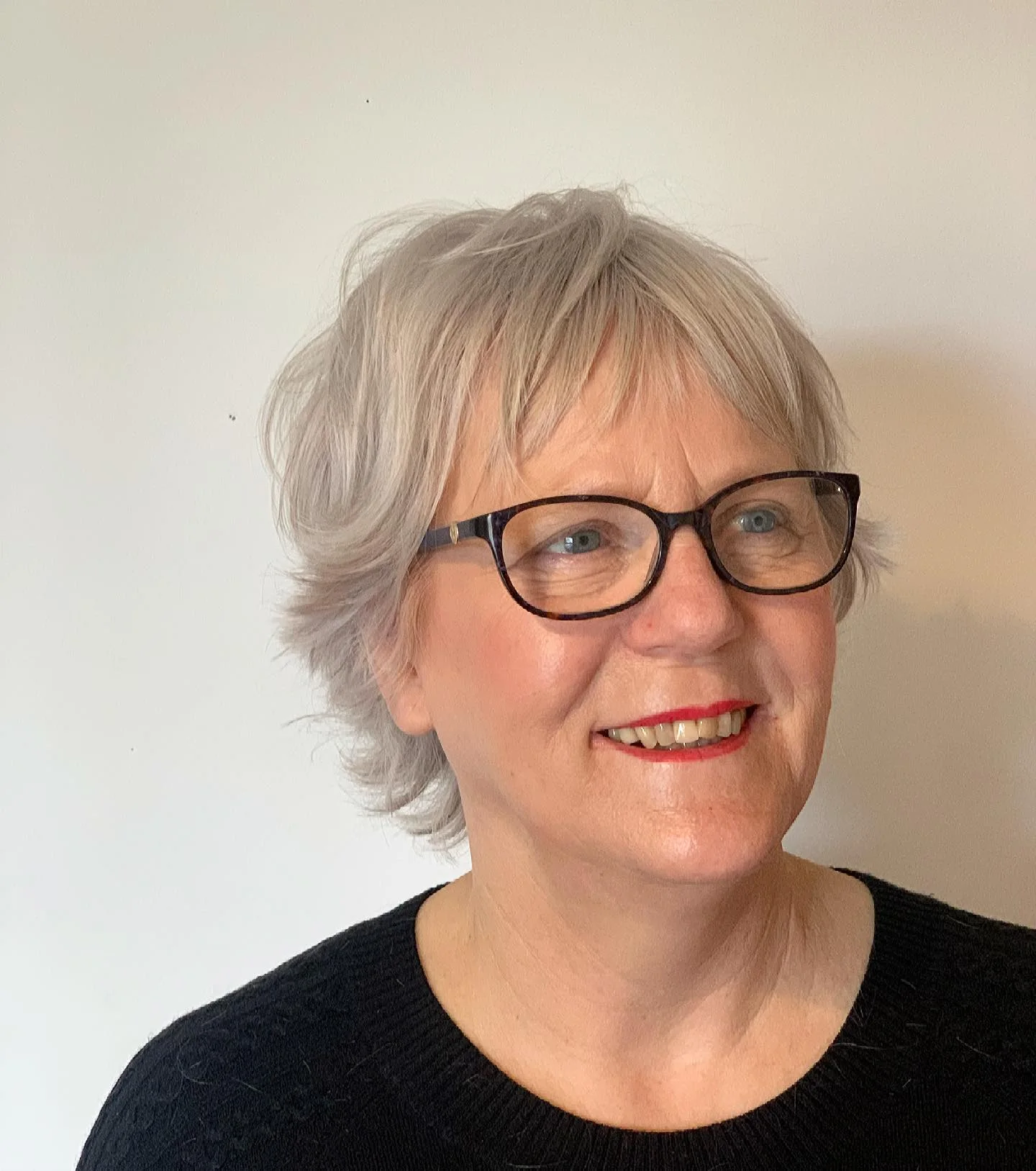 ear straight gray pixie with wispy fringe shown as a gray blending for older women idea, featuring light layering
