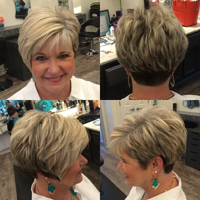 ear straight blonde pixie shown as a haircuts for thin fine hair idea