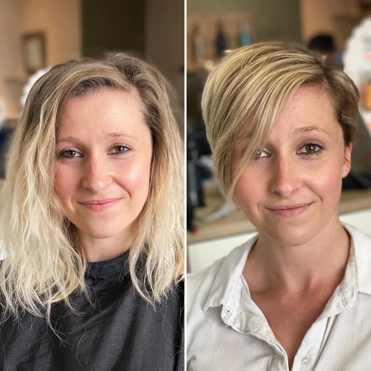 chin wavy blonde bob shown as a haircuts for thin fine hair idea
