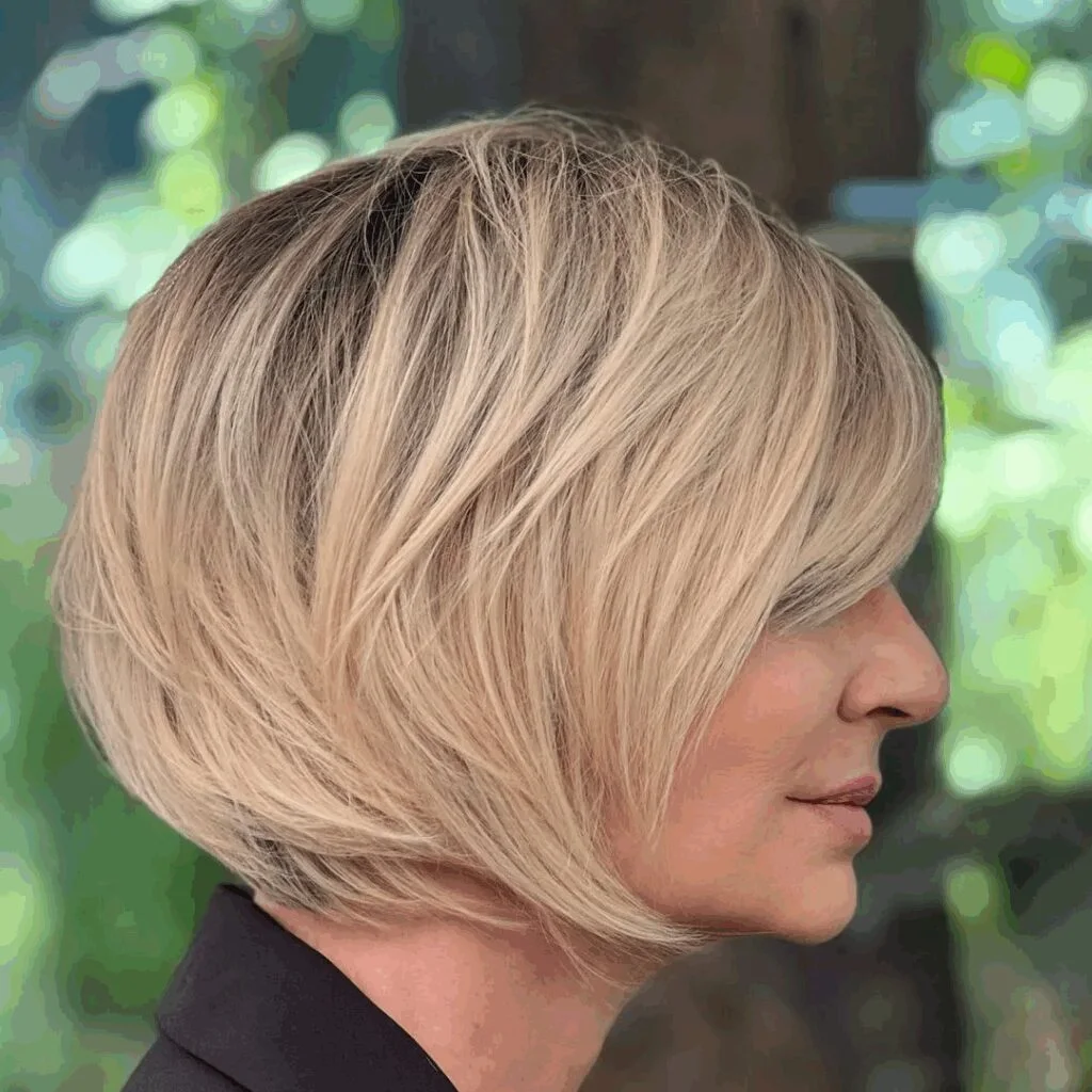 chin straight chestnut bob shown as a haircuts for thin fine hair idea, featuring chestnut color