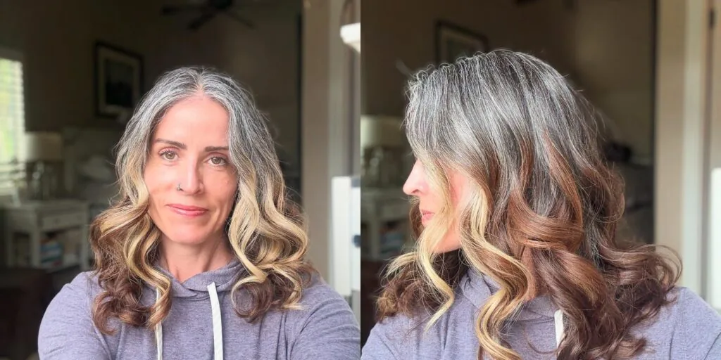 chest wavy silver bob shown as a haircuts for women over 50 idea