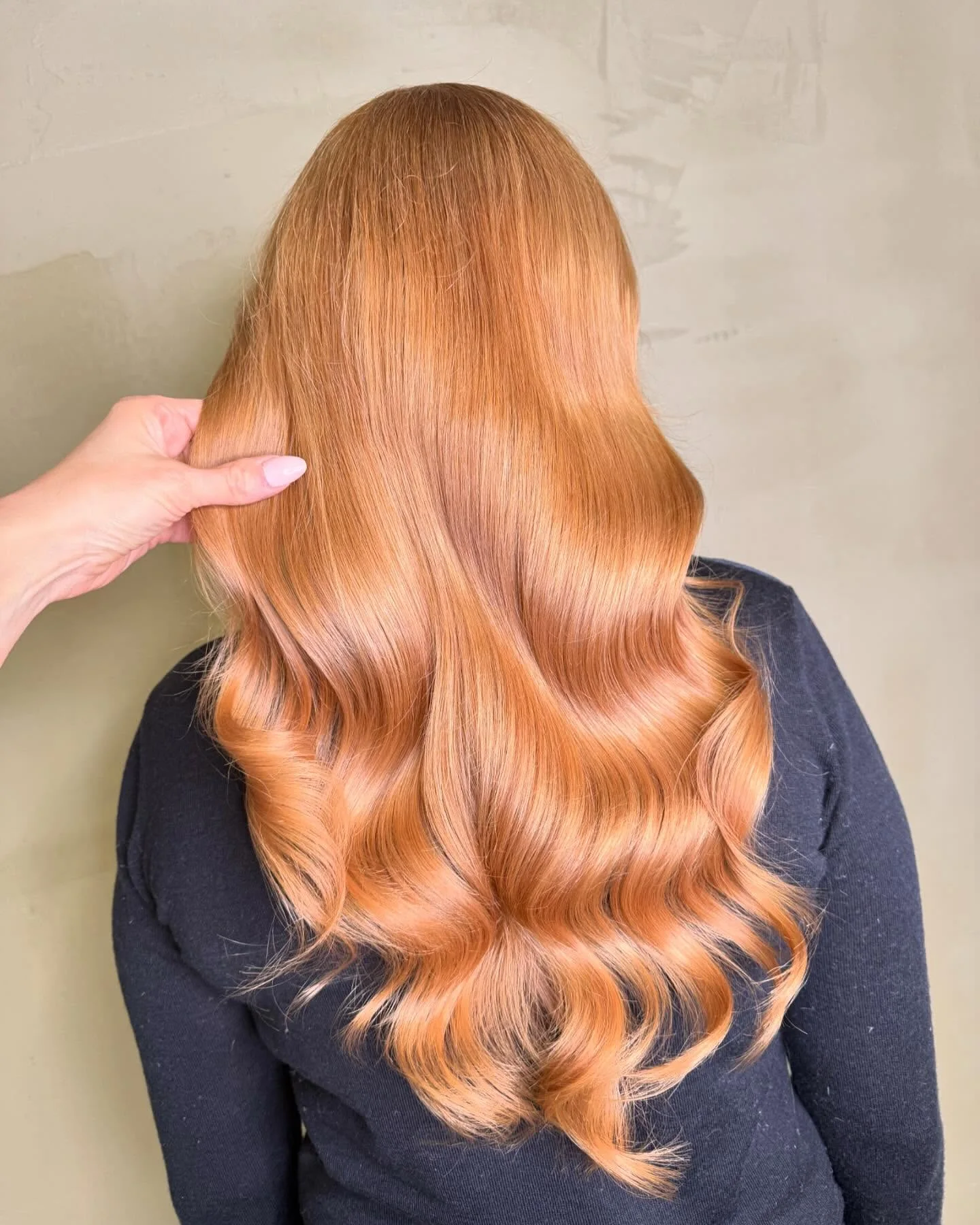 waist wavy copper color shown as a hairstyles for going out idea