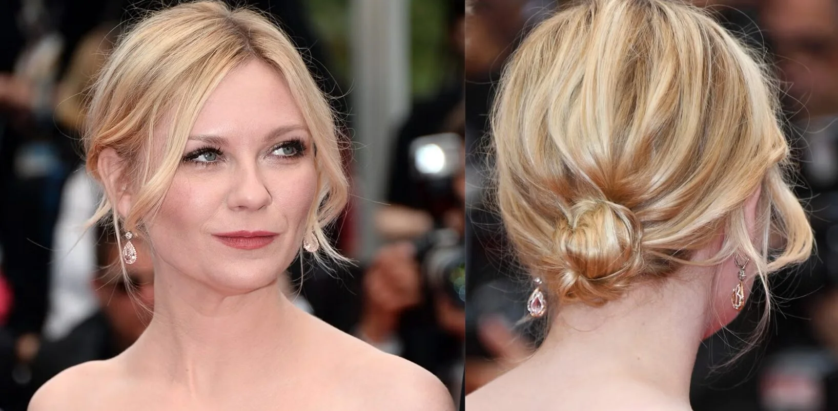 chest wavy honey updo shown as a hairstyles for going out idea