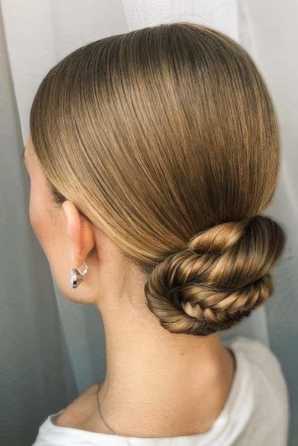 Photo showing fishtail holiday hairstyle, with the hairstyle clearly visible.