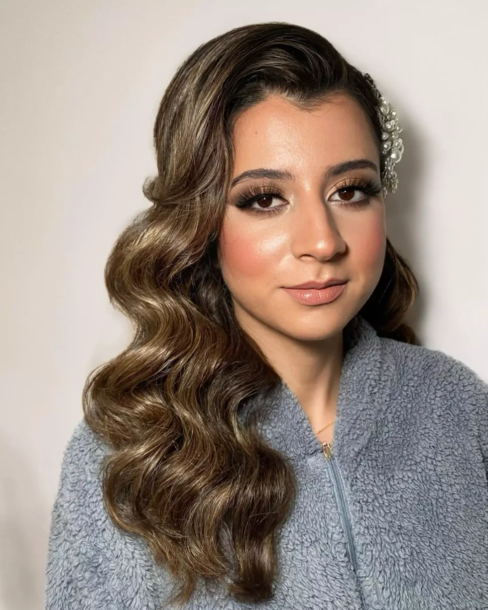 chin wavy chestnut bob shown as a hollywood waves idea