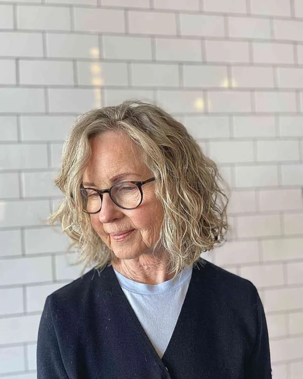 neck wavy silver bob shown as a layered bob hairstyles for older women idea