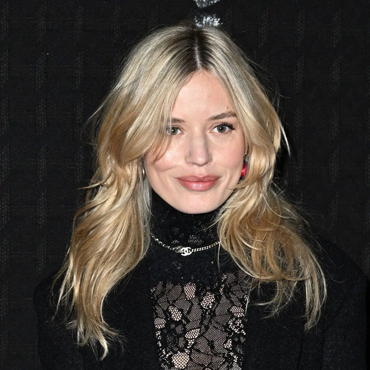 chest wavy chestnut layers with curtain fringe shown as a layered hair with bangs idea, featuring medium layering