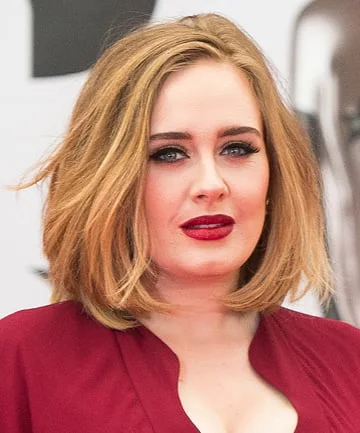 shoulder wavy chestnut lob shown as a lob haircuts for thin hair idea, featuring wavy texture, shown in rounded blonde lob