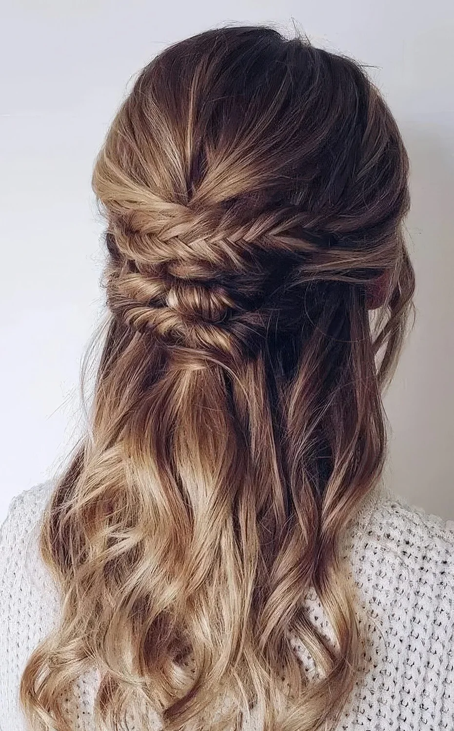 Photo showing holiday half updo, with the hairstyle clearly visible.