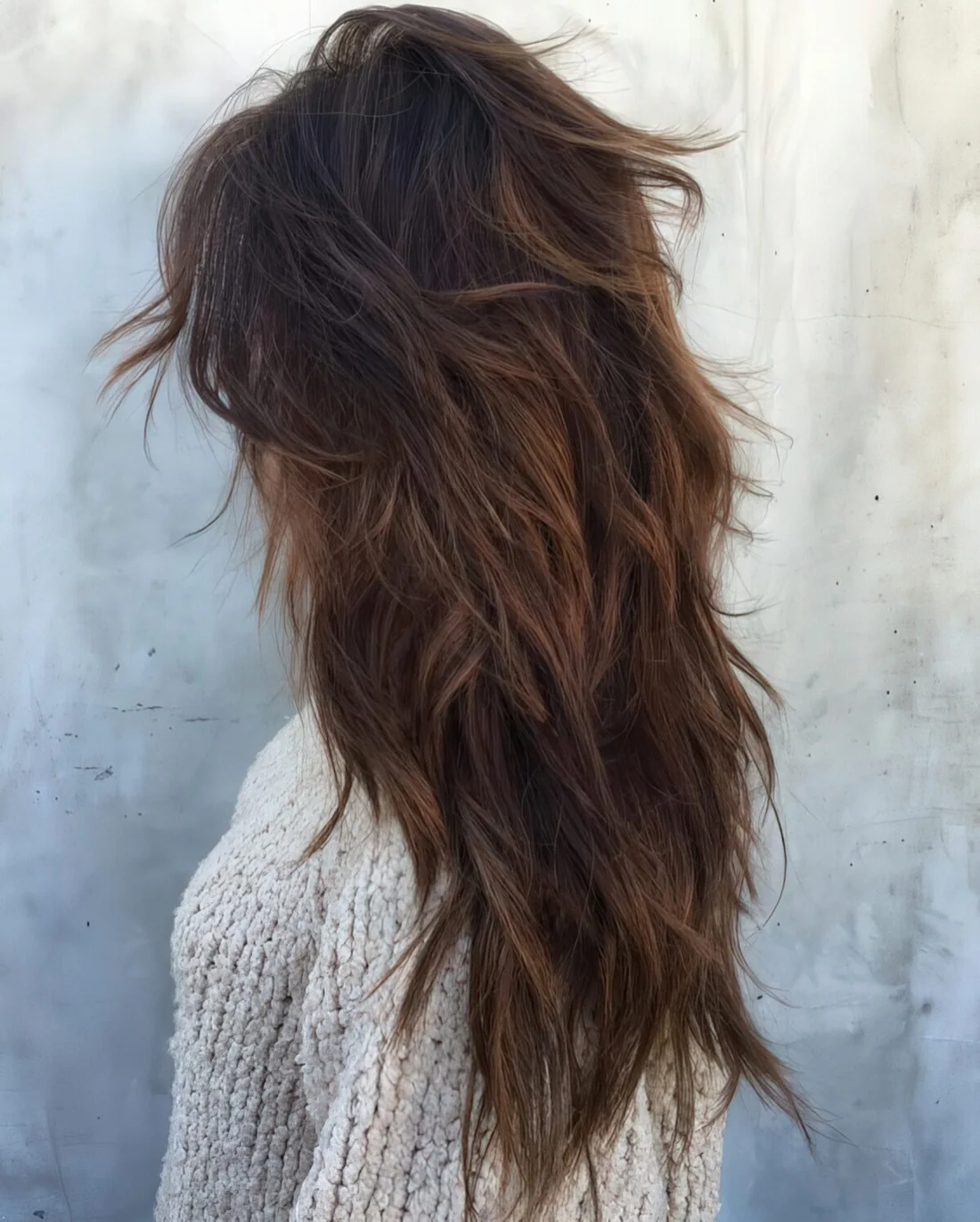 Long layered and super shaggy haircut for a wild and boho inspired look.