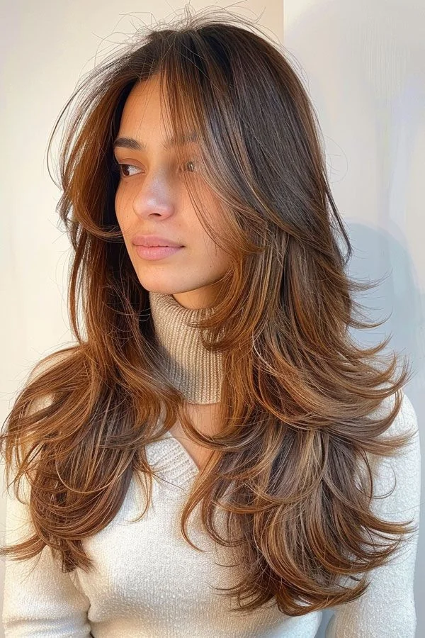 Photo showing long layers butterfly, with the hairstyle clearly visible.