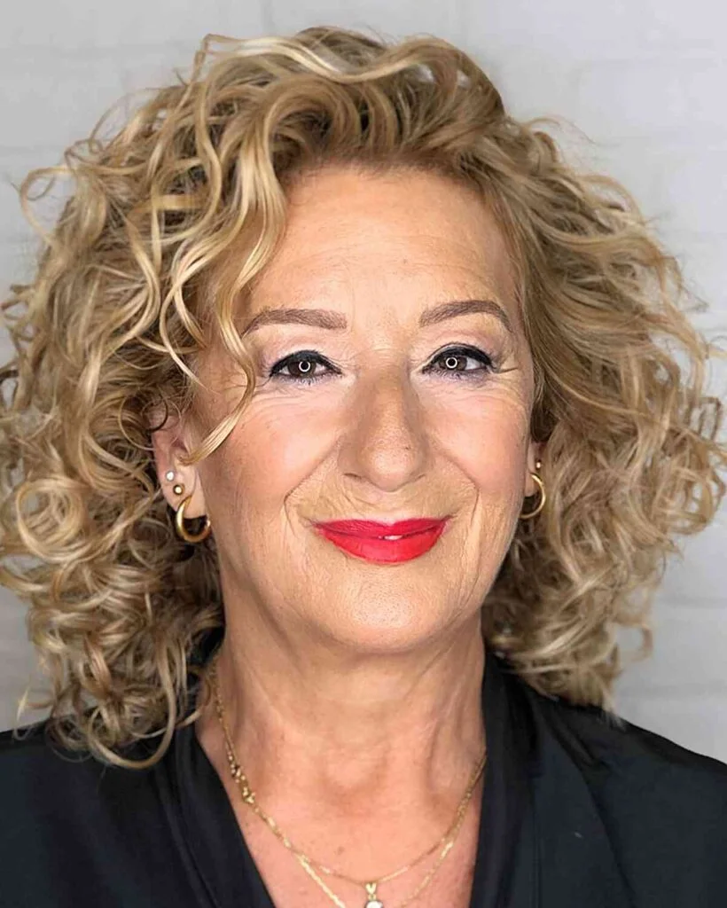 shoulder curly chestnut shag with curly fringe fringe shown as a medium length haircut ideas for thin fine hair idea