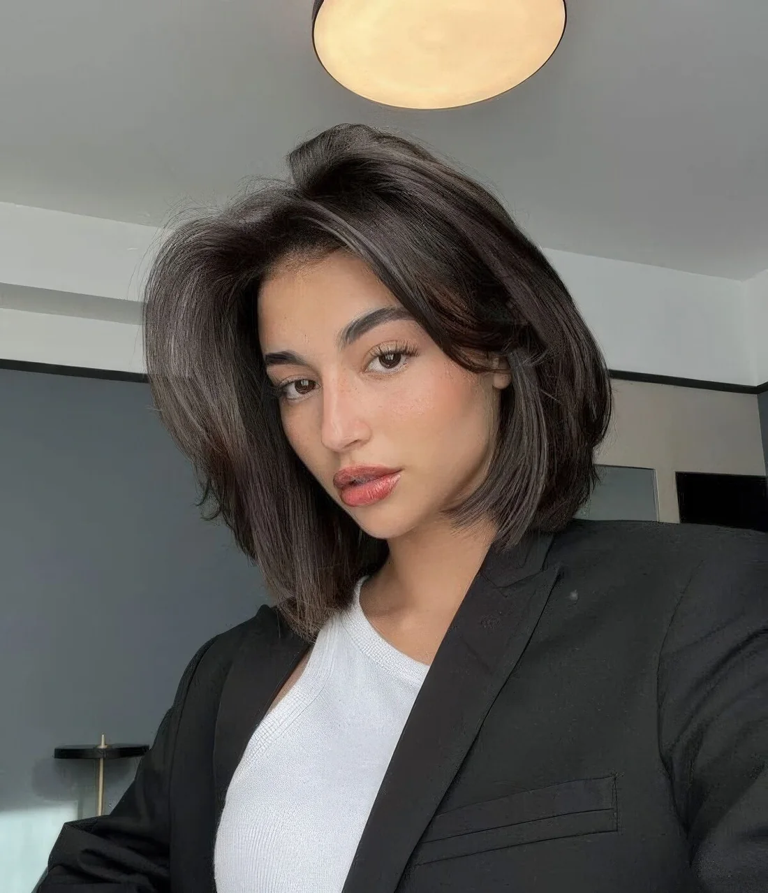 Photo showing brunette butterfly, with the hairstyle clearly visible.