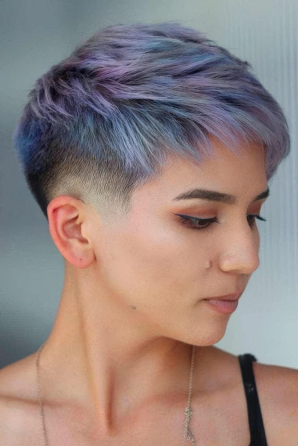 Pastel pixie in pink and blue plus some lilac, with an undercut.