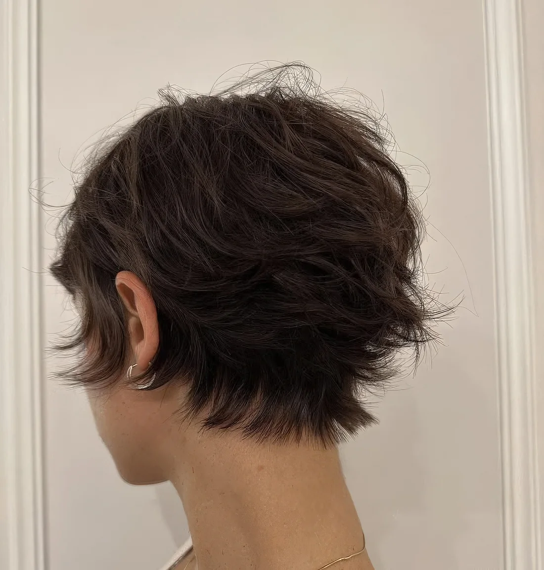 Photo showing shaggy bixie, with the hairstyle clearly visible.