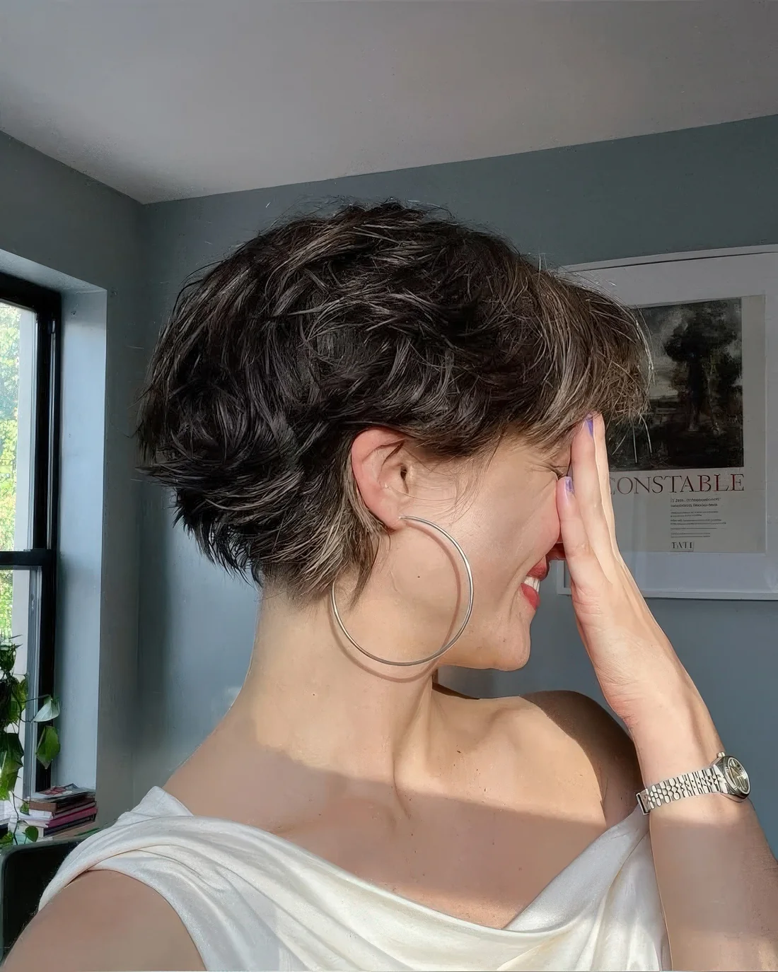 Photo showing textural pixie bob, with the hairstyle clearly visible.