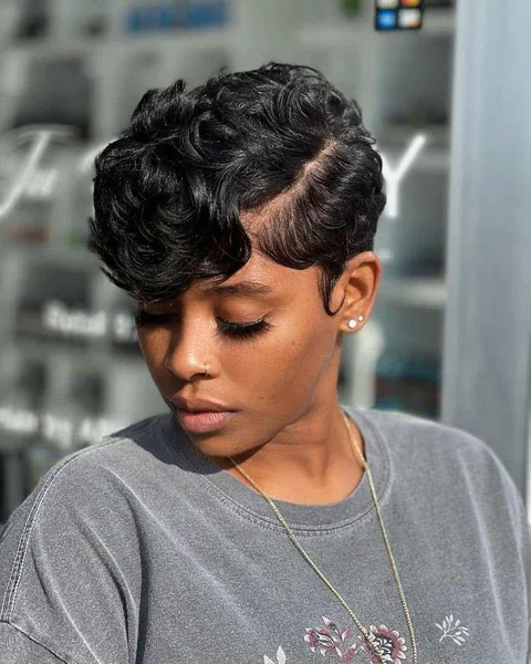 ear curly chestnut pixie with curly fringe fringe shown as a pixie with bangs idea