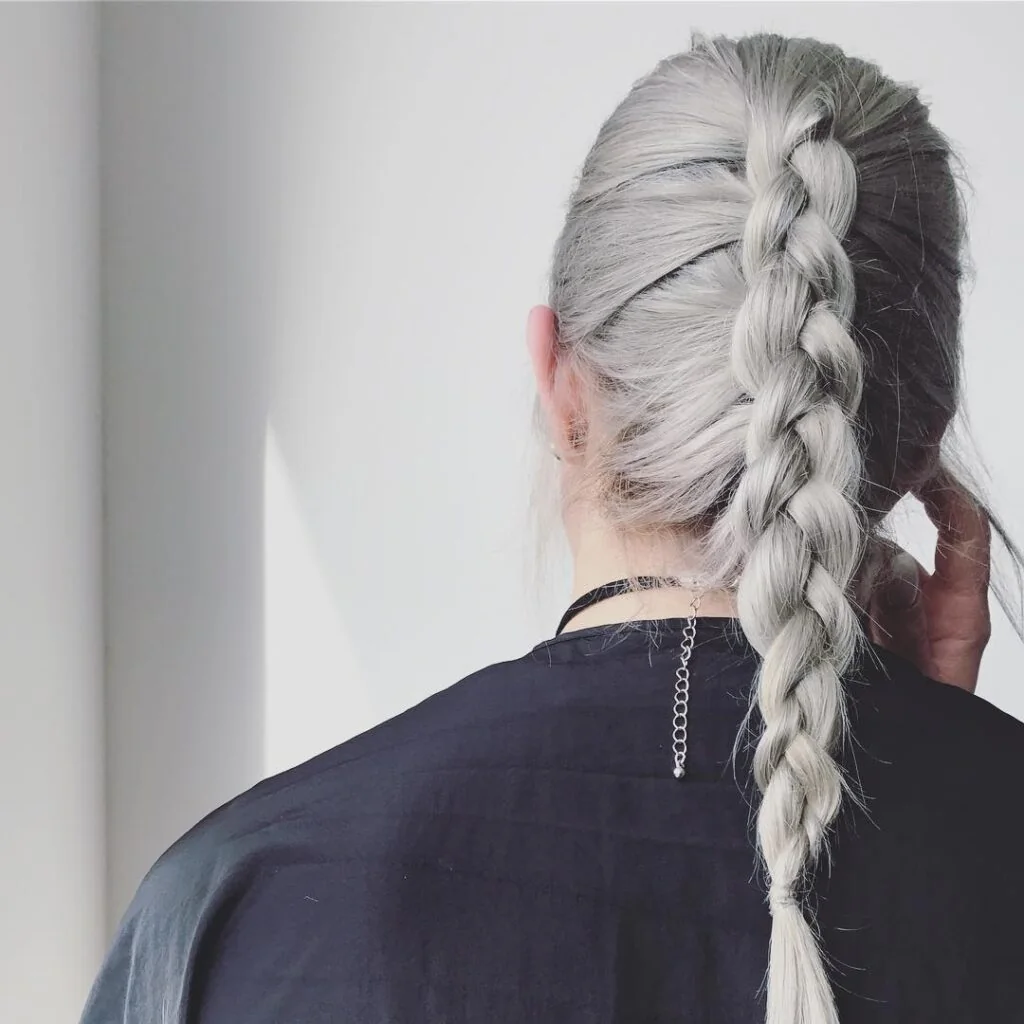 Long Silver Braid With a Smooth Crown.
