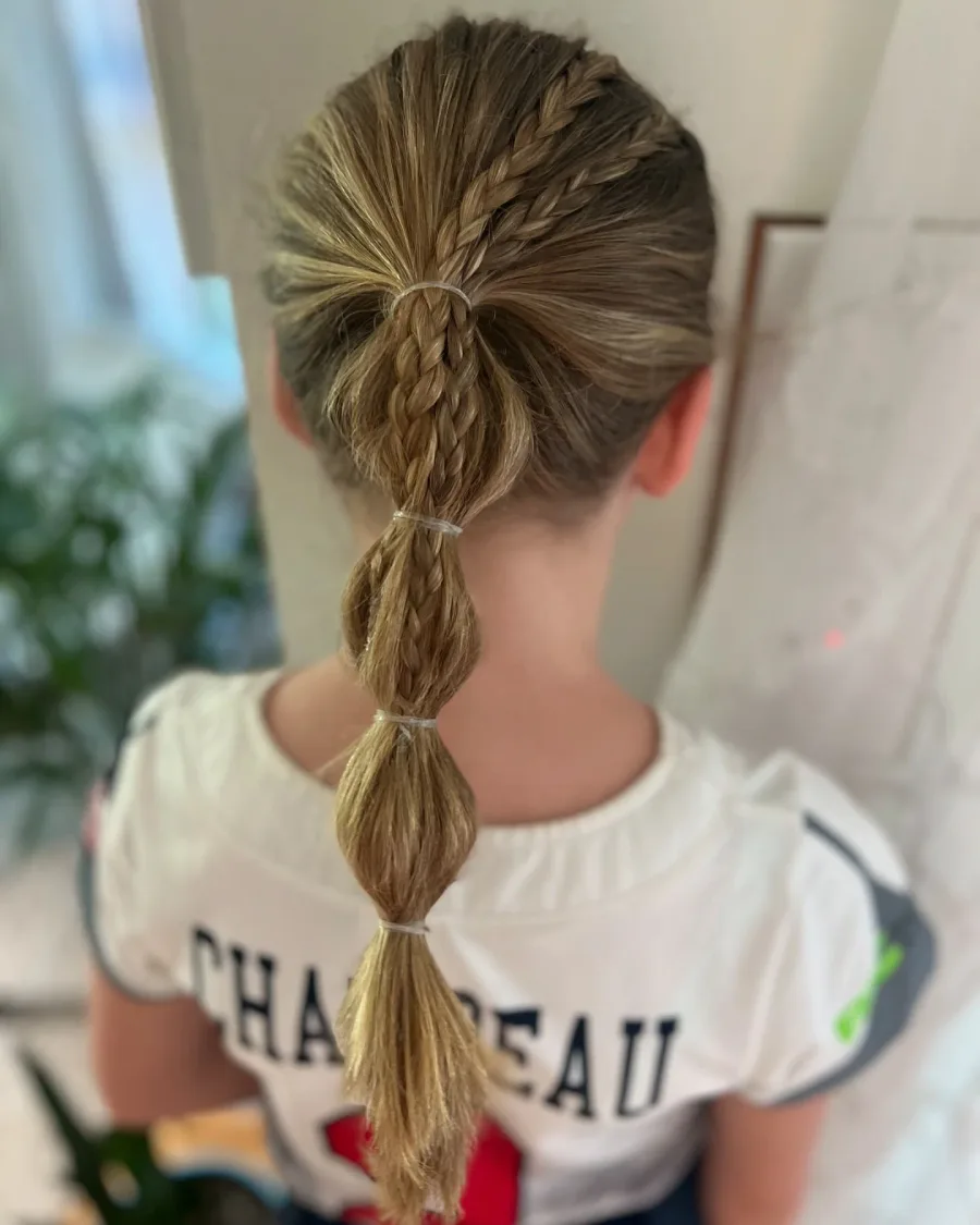 Bubble ponytail designed to stay secure through playground activity