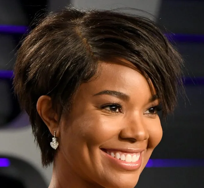 Gabrielle Union wearing an intensely layered pixie cut, further proof that shaggy styles don't require a ton of length.