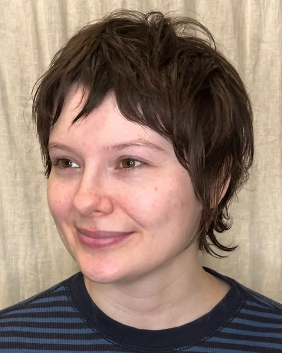 ear straight golden pixie with wispy fringe shown as a shag pixie hairstyles thin fine hair idea, featuring volume through the crown